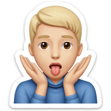 guy holding both of his hands around his neck and sticking his tongue out sticker