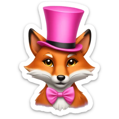 fox with a pink bow and a top hat  sticker