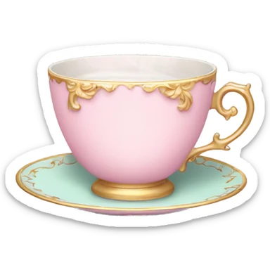 Fancy pastel pink teacup sticker