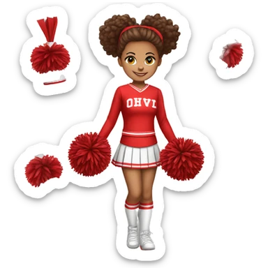 Girl cheerleader in red uniform pompoms sticker