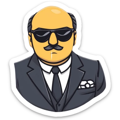 intimidating mafia boss with sunglasses and rings sticker