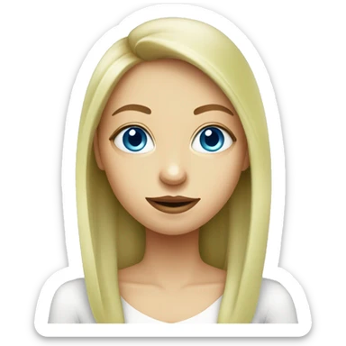 caucasian girl with blue eyes eating kiwi sticker