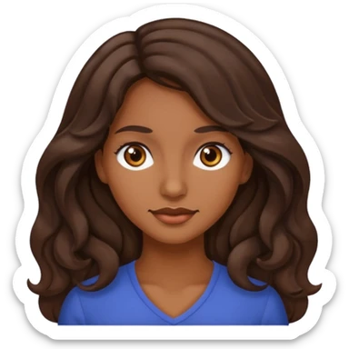 mujer trigueña oscura ,  pelo ondulado,  pelo largo  color marron oscuro, ojos marrones oscuros sticker