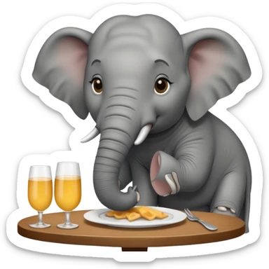 elephant at a restaurant table sticker