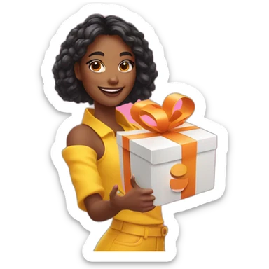 influencer taking a selfie holding a bright box in her arms sticker