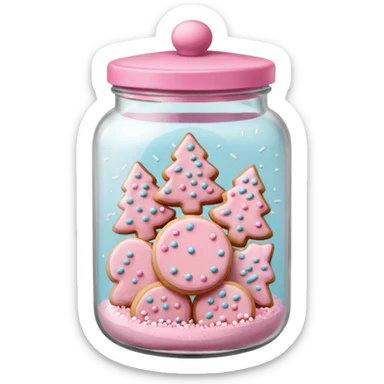 pastel pink christmas cookies in jar with pink lid  sticker