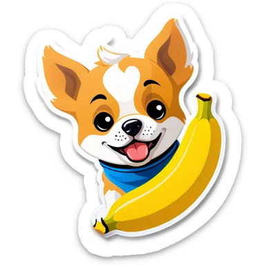 dog whit banana sticker
