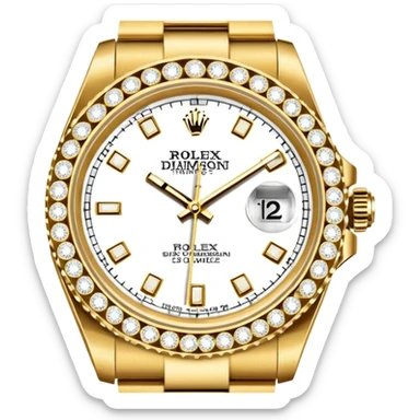 rolex z bransoleta wysadzana diamentami oraz z tarcza wysadzana diamentami sticker