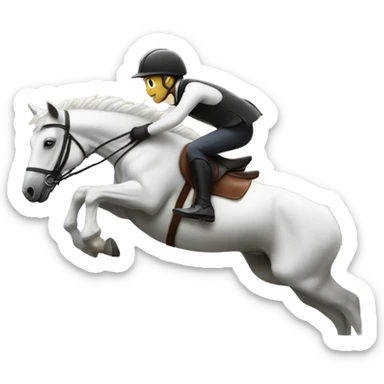 Rider and white horse jumping a fence sticker