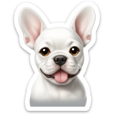 White Frenchie puppy sticker