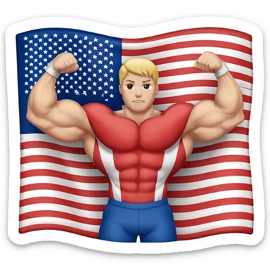 American flag flexing muscles sticker