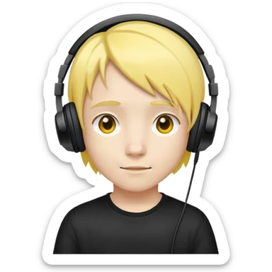 "- Nam
- 10 tuổi
- Da trắng
- Tóc nhuộm vàng
- Đeo tai nghe đen
" sticker