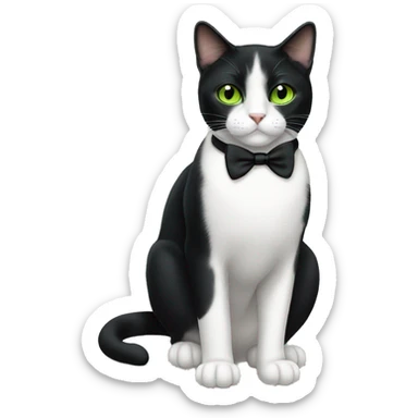 tuxedo cat mostly white green eyes sticker