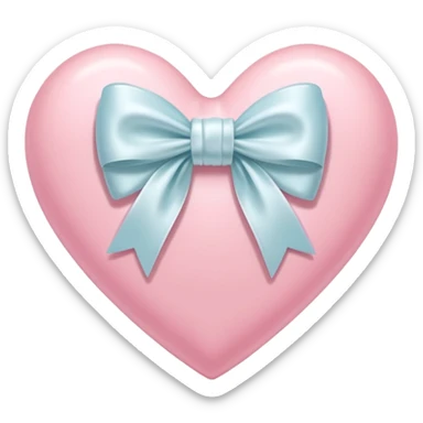 pastel pink heart with white bow sticker