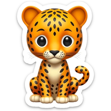 Isolated, detaile illustration of the most incredibly adorable leopard 
figurine imaginable, toy style. sticker