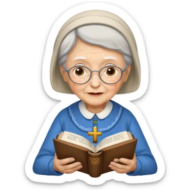 A old lady reading the Bible  sticker