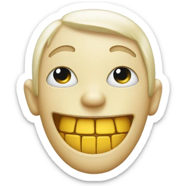 Smiling emoji with yellow bone in mouth sticker