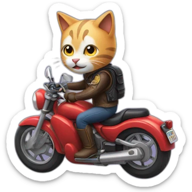Cat riding a motorcycle sticker