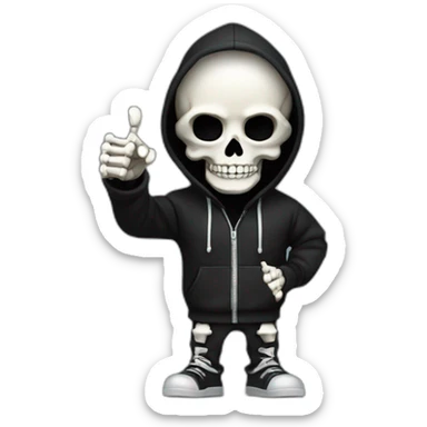 Skeleton programmer in black hoodie thumbs up sticker
