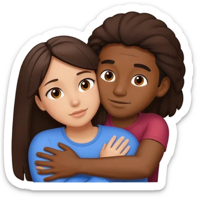 Black man hug brunette girl sticker