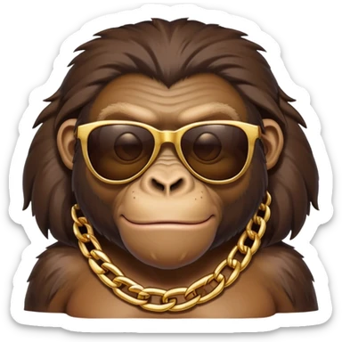 ape with big golden chain on the neck wearing sunglasses sticker