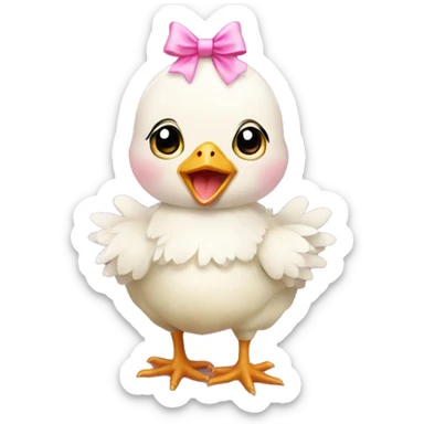 Baby chicken with pink bow sticker