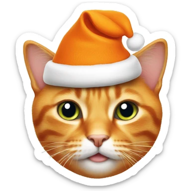 orange cat with Christmas hat sticker