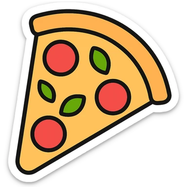 colored icon of a Margherita pizza slice sticker