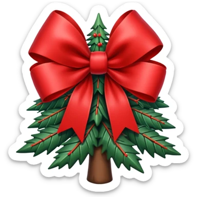 christmas frame with a big red bow in the top middle of the frame and a small christmass tree at the left bottom corner of the frame, giving christmas vibe sticker