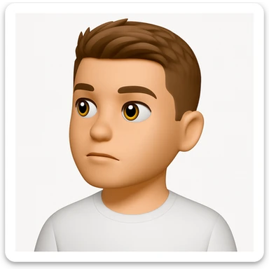 Based on these photos, make an emoji with facial features preserved, a man in a white T-shirt, looking into the distance sticker