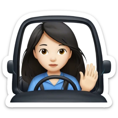 Long hair asian girl driving on her way  sticker