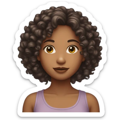 Mixed races girl with curly hair sticker