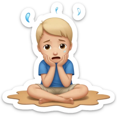 Kid crying on floor sticker
