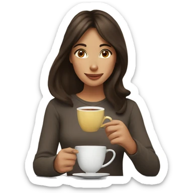 Brunette Girl sipping tea sticker