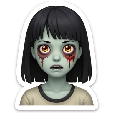 garota zumbi, com cabelos pretos e franja  sticker