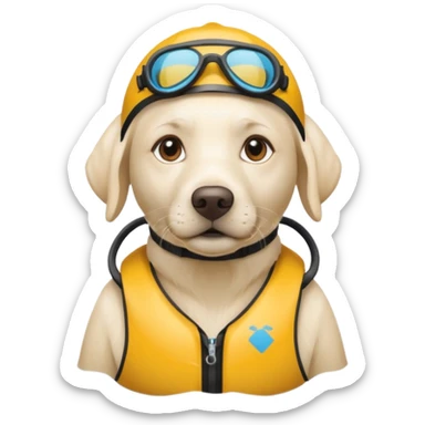 White labrador with snorkel and and swimmers vest sticker