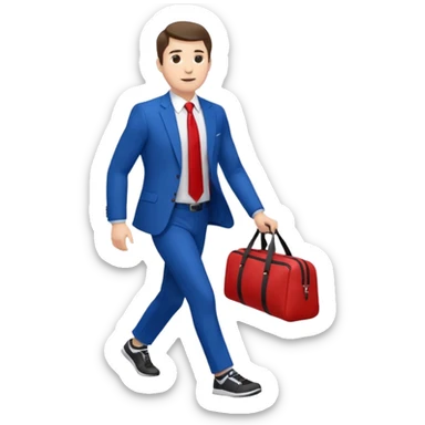 business man in a blue suit and red tie carry exercise sticker