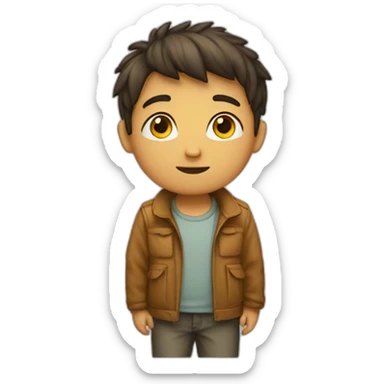 A boy stand alone backwards  sticker