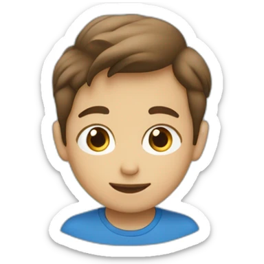 un niño con pelo liso y cafe castaño claro con ojos azul sticker