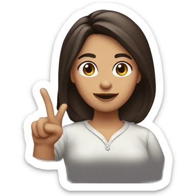 The woman dark brown hair is pointing upward with their index finger raised. sticker