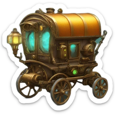 bright steampunk electric wagon sticker