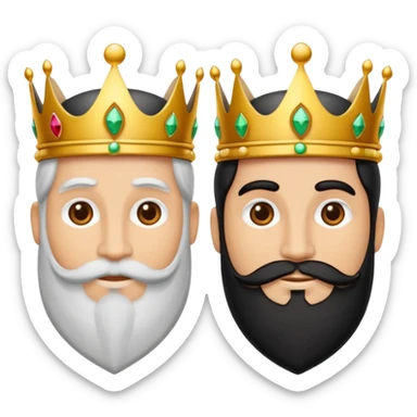 Un emoji de los tres reyes magos juntos(son tres hombres ,dos blancos y uno negro) sticker