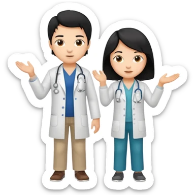 doctor black hair with a kid with casual clothes sticker