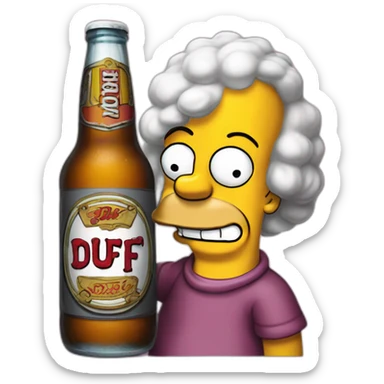 Homer simpson with a duff beer  sticker