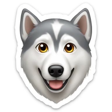 Grey back white husky dog with brown eyes  sticker