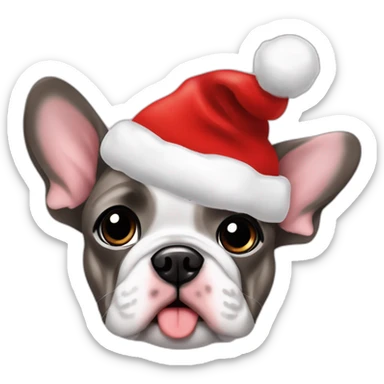 merle frenchie christmas hat sticker