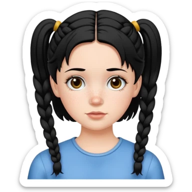 white girl with pig tails haircut black sticker