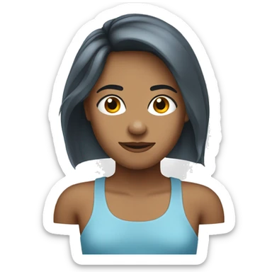 Cara de preocupado con cabello azul  sticker