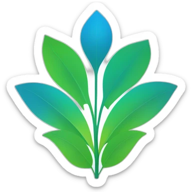 a minimalist blue 'E' (for Engie) emanating soft rays, with a green leaf subtly integrated into its design, emphasizing sustainable energy in a modern aesthetic. sticker