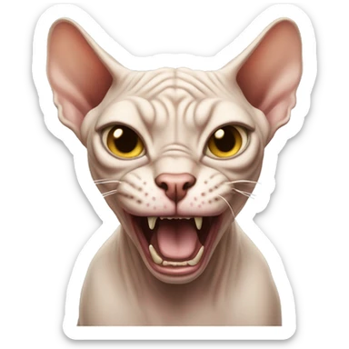 Mad angry sphynx cat roaring sticker